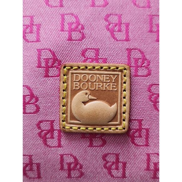 Dooney & Bourke Vtg Y2K Pink Canvas Monogram Leather Strap Crossbody Bag - Picture 8 of 13